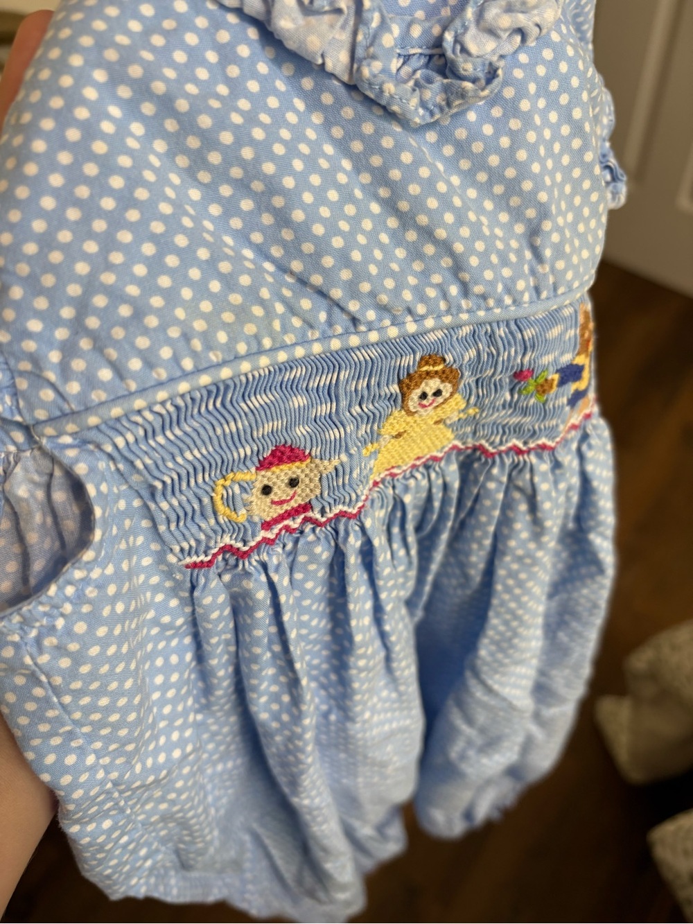 Stitchy Fish 12M Beauty & The Beast Smocked Bubble Romper - Picture 7 of 7